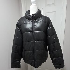 Womens Plus 1x Black Puffer Jacket